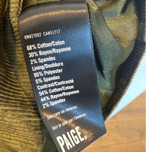 PAIGE Hollie Double Breasted Corduroy Blazer Brushed Olive Green Velour Women XL - Picture 7 of 10